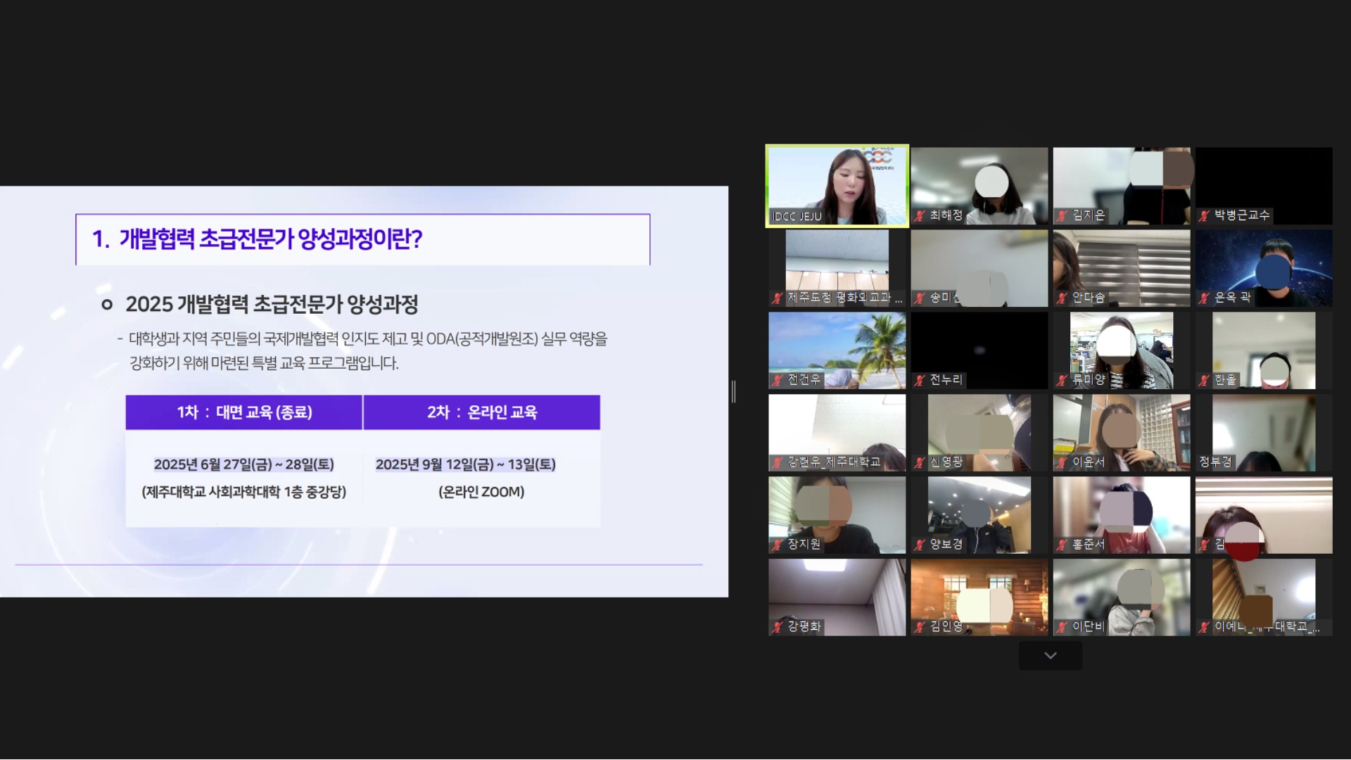 제주국제개발협력센터, 2025 국제개발협력 초급 전문가 온라인 양성과정 성료
