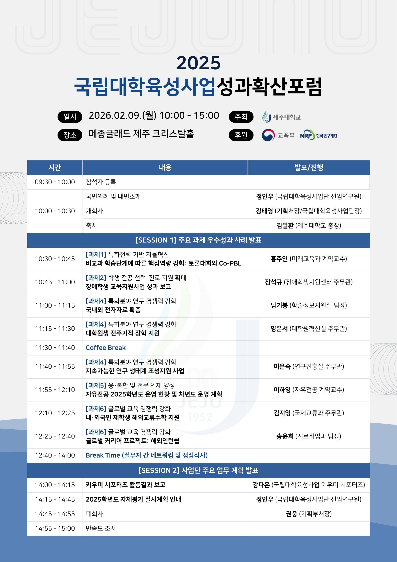 2025 국립대학육성사업 성과 확산 포럼 개최 안내
