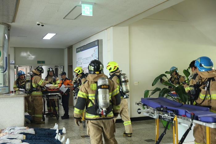 제주대학교 소방관서 합동 ‘대규모 소방훈련 실시’