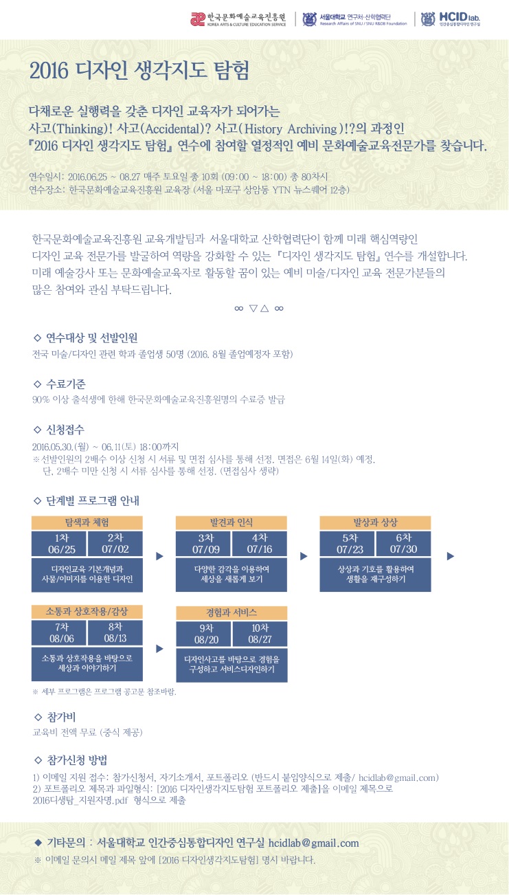 2016 디자인 생각지도 탐험 참여자 모집 안내