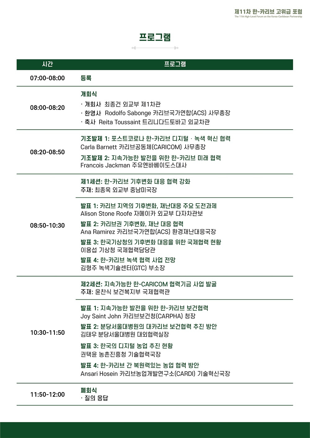 [외교부] '제11차 한-카리브 고위급 포럼' 안내