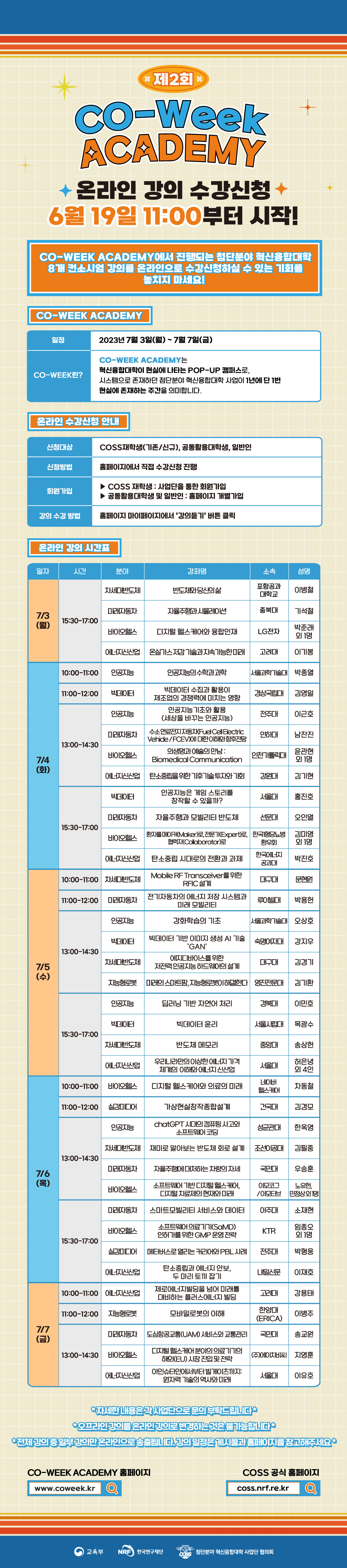 에너지신산업 혁신융합대학 「제2회 CO-Week Academy」 개최 및 온라인 수강신청 안내