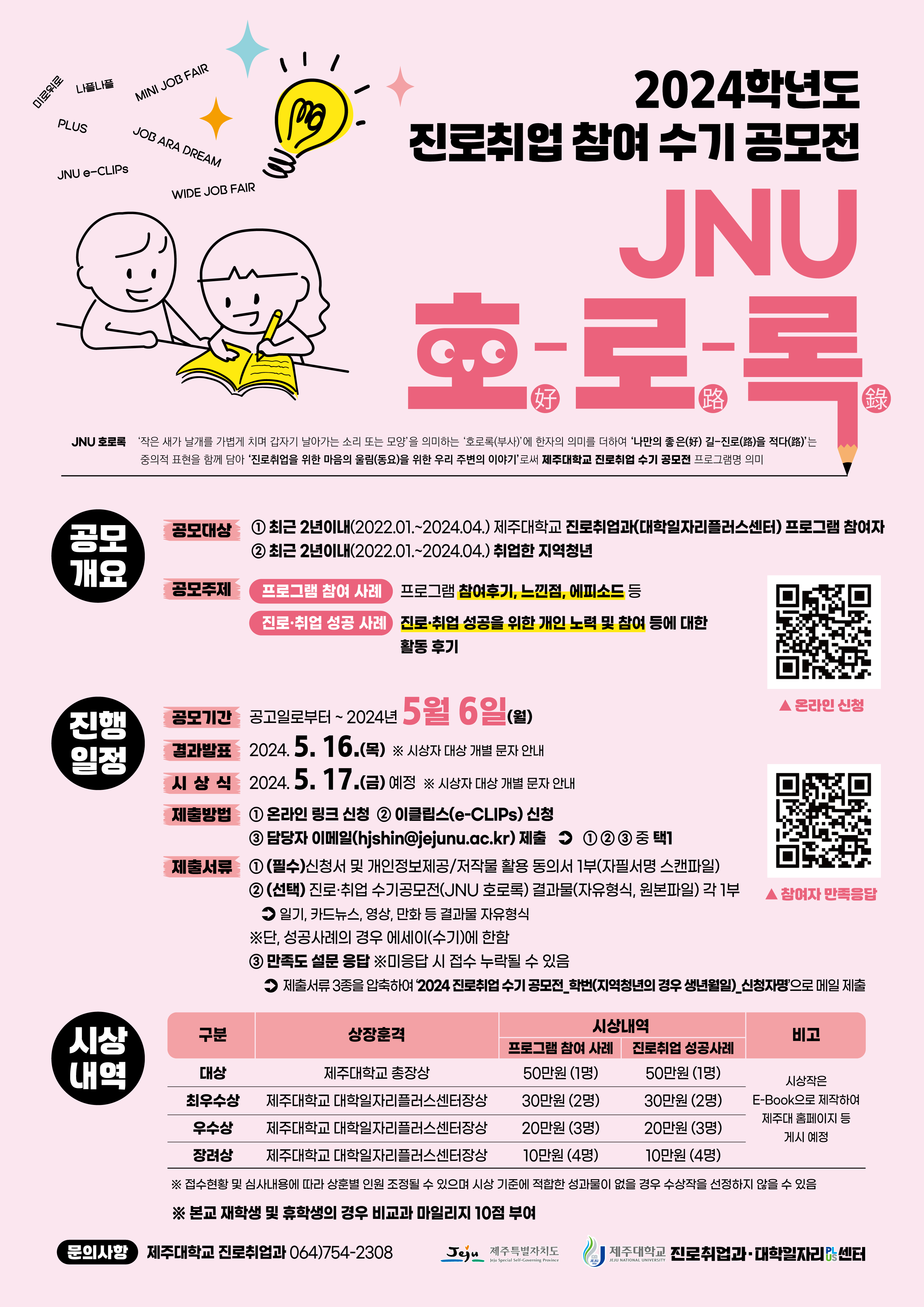 제주대, 진로취업수기공모전 ‘JNU 호 로 록’ 개최