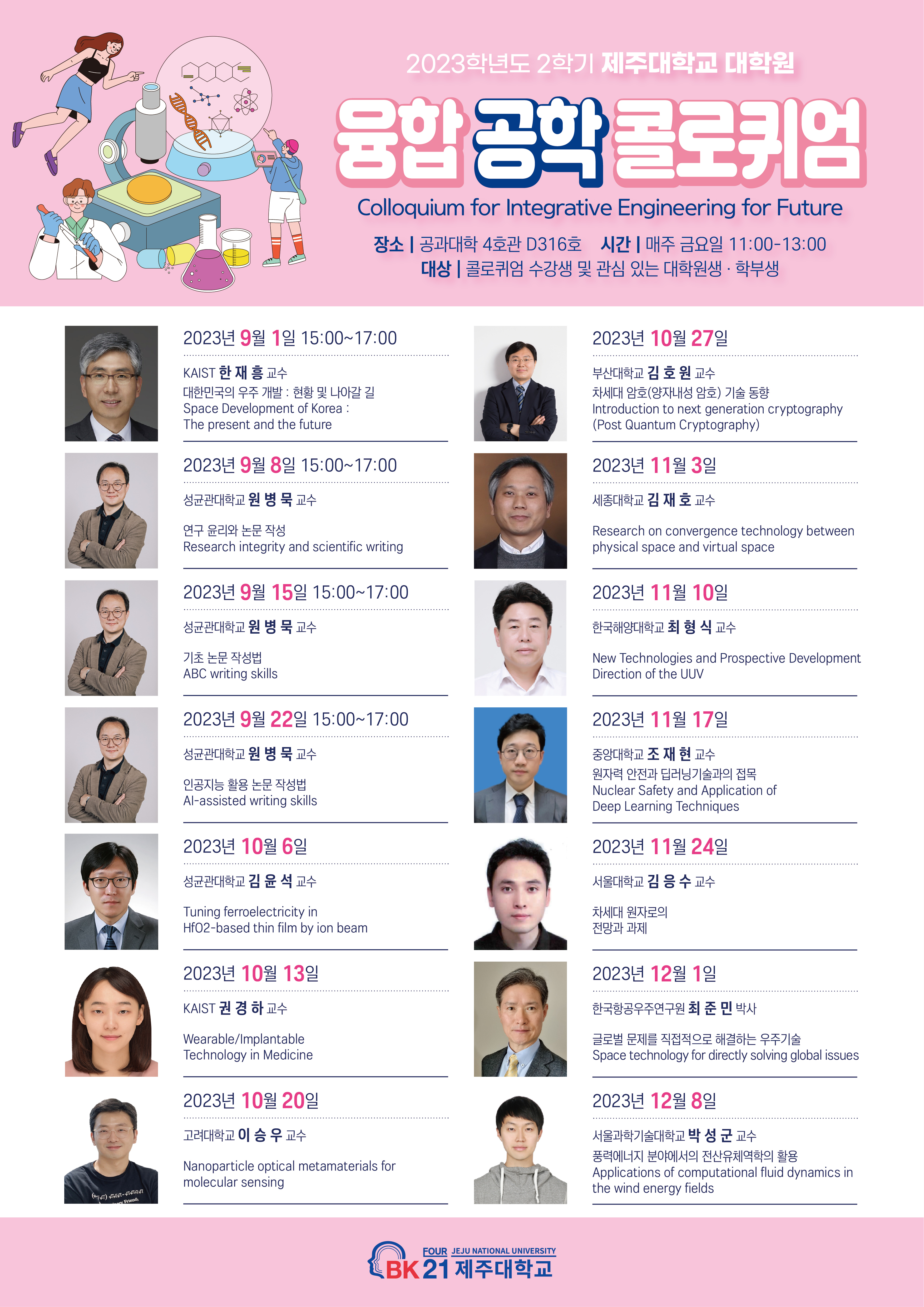 [BK21] 2023학년도 대학원 융합 콜로퀴엄 성균관대학교 원병묵 교수 초청 강의 안내